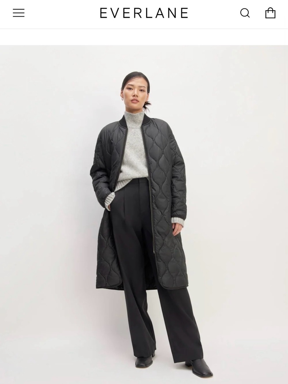 Everlane Renew Long Liner Black Size Medium